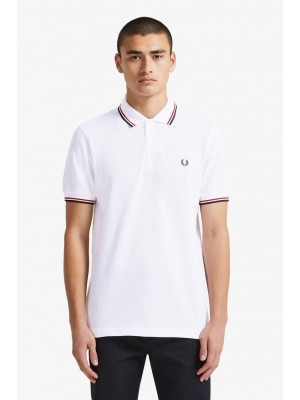Fred Perry Twin Tipped Shirt Wht Brt Red Nvy M3600 748