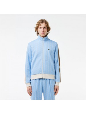 Sweatshirt Zippé Paris Jacquard Monogramme Lacoste SH1368 WB5 Phoenix Blue Flour