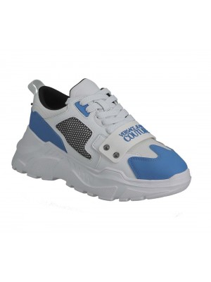 Versace Jeans Couture E0YZASC4 White Blue SpeedTrack Dis.SC4 71604 ME2 Coated Leather Nylon