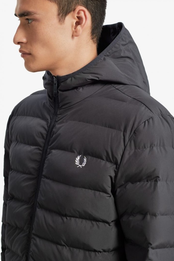 Fred Perry insulated hooded jacket black J7516 102
