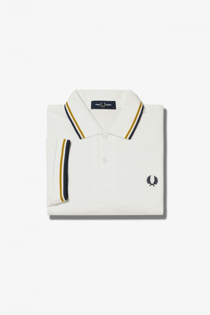 Fred Perry Twin Tipped Shirt Snow White Gold Black M3600 J81