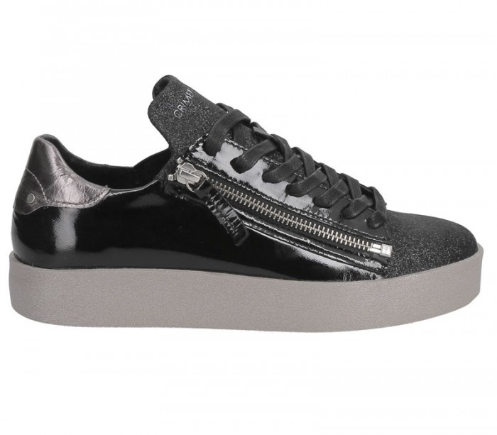 Crime London Sneaker Low platform black patent 25923A17 20