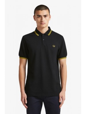 Polo Fred Perry Twin Tipped Black New Yellow M3600 506